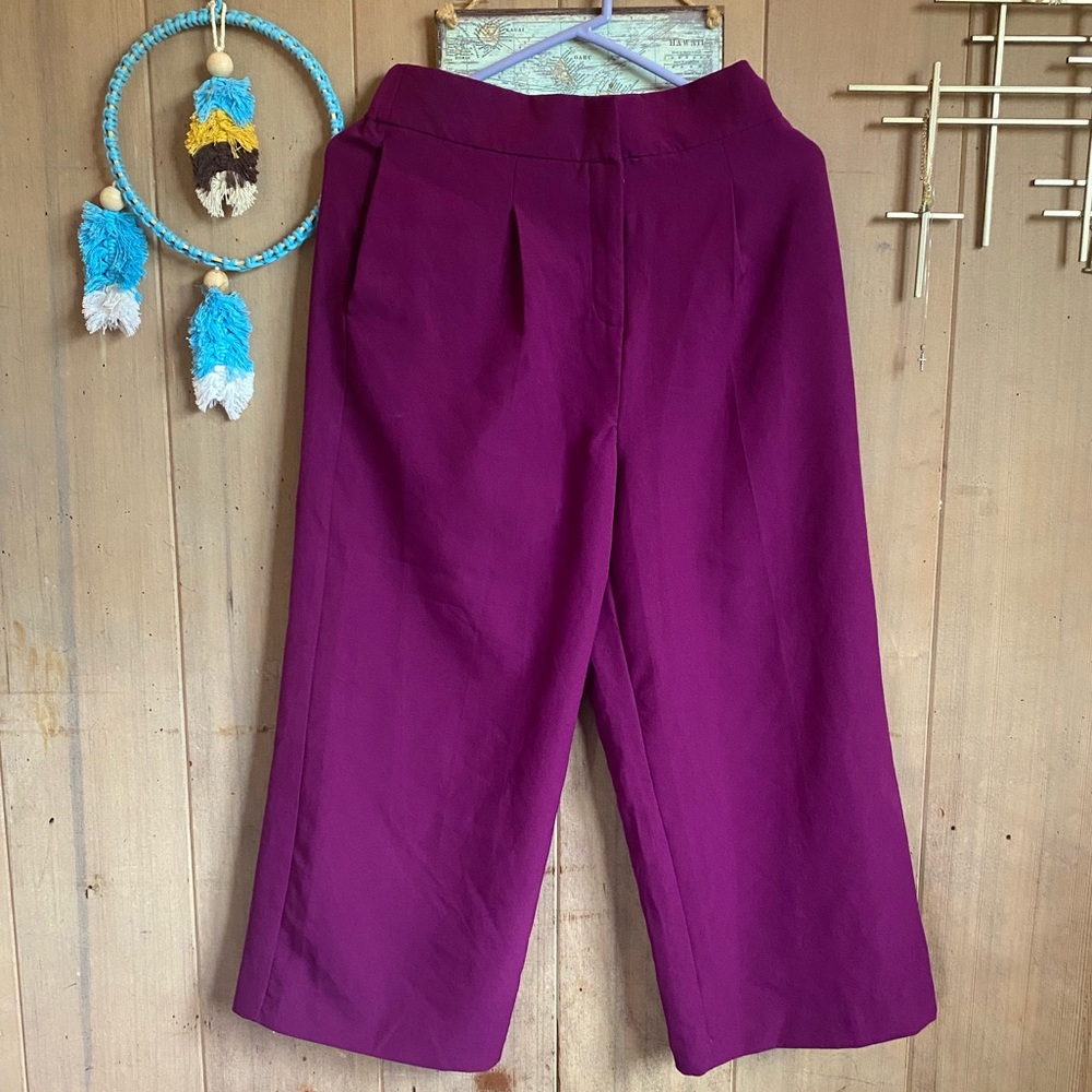 Purple Jewel Cropped Wide Legged Pants
